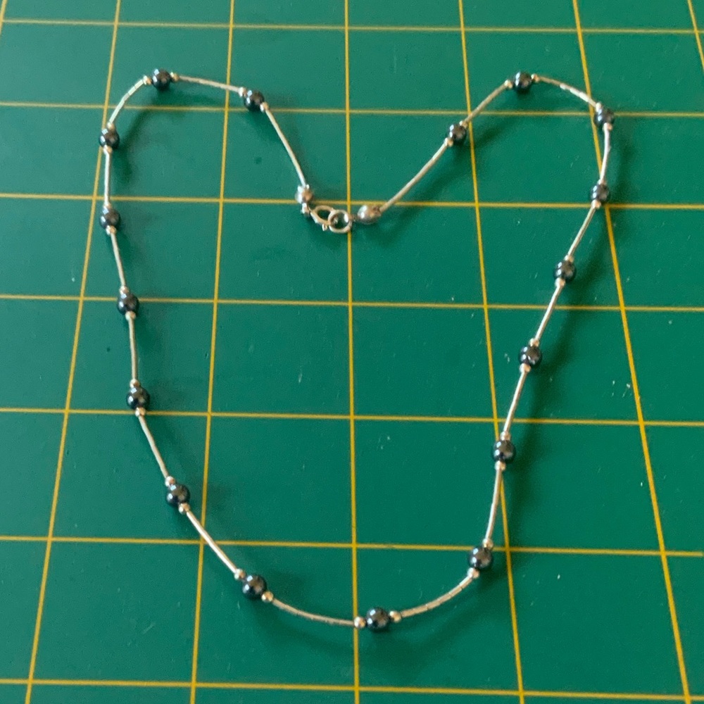 Sterling silver Hematite Liquid Silver Necklace - Picture 5 of 9